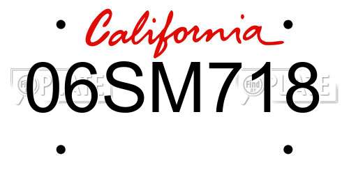 06SM718 California License Plate