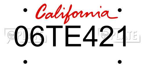 06TE421 California License Plate