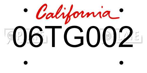 06TG002 California License Plate