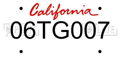 06TG007 California License Plate
