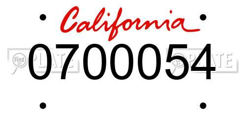 0700054 California License Plate