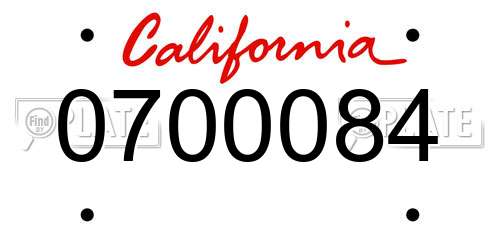 0700084 California License Plate