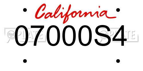 07000S4 California License Plate