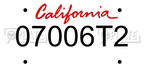 07006T2 California License Plate