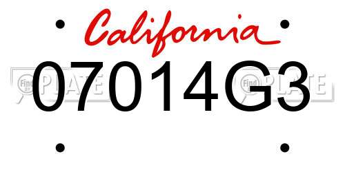 07014G3 California License Plate