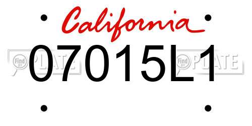 07015L1 California License Plate
