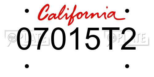 07015T2 California License Plate