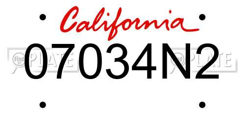 07034N2 California License Plate