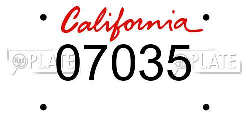 07035 California License Plate