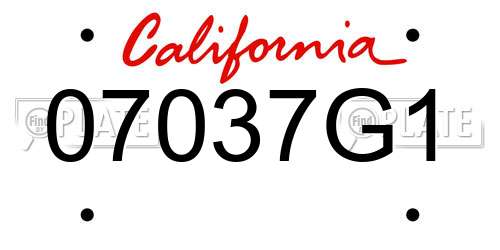 07037G1 California License Plate