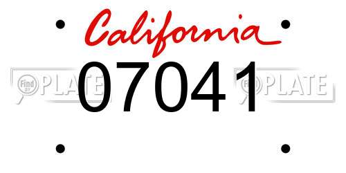 07041 California License Plate
