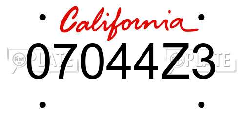 07044Z3 California License Plate