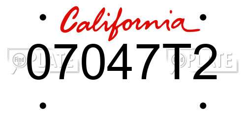 07047T2 California License Plate