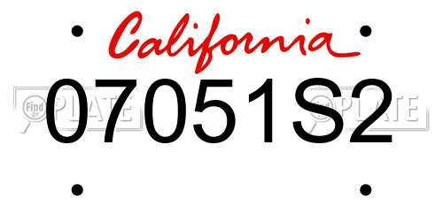 07051S2 California License Plate