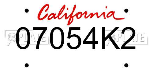07054K2 California License Plate