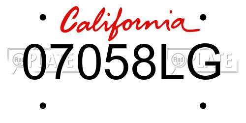 07058LG California License Plate