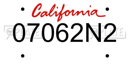 07062N2 California License Plate