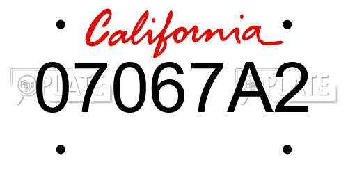 07067A2 California License Plate