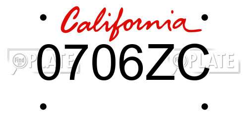 0706ZC California License Plate