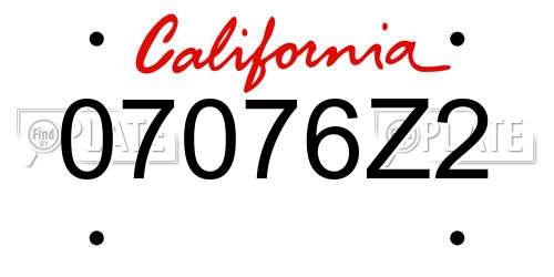 07076Z2 California License Plate