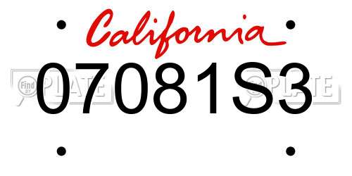 07081S3 California License Plate
