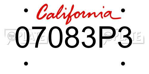 07083P3 California License Plate