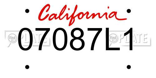 07087L1 California License Plate