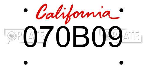 070B09 California License Plate