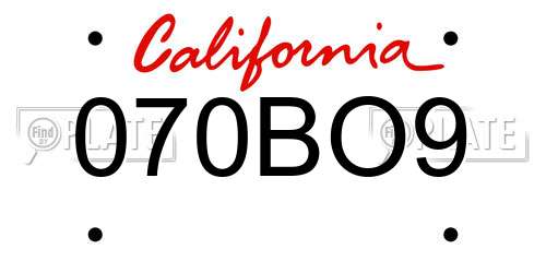 070BO9 California License Plate