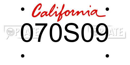 070S09 California License Plate
