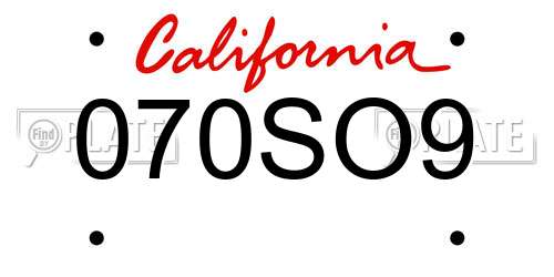 070SO9 California License Plate