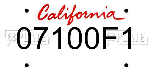 07100F1 California License Plate