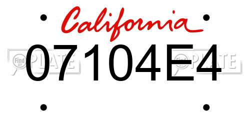 07104E4 California License Plate