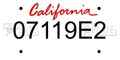 07119E2 California License Plate