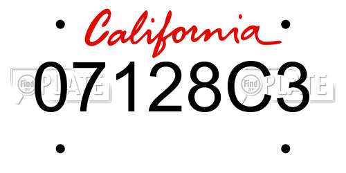 07128C3 California License Plate