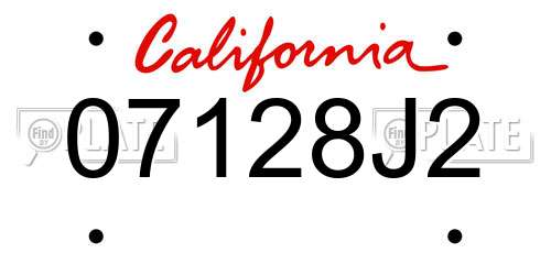 07128J2 California License Plate
