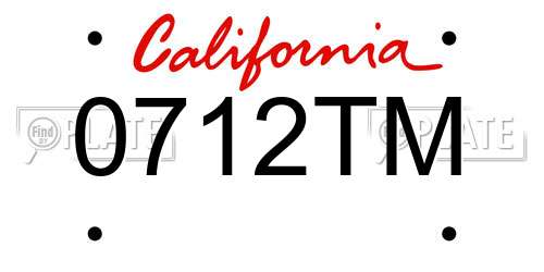 0712TM California License Plate