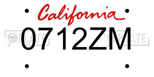 0712ZM California License Plate