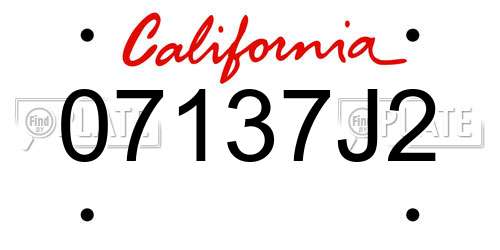 07137J2 California License Plate