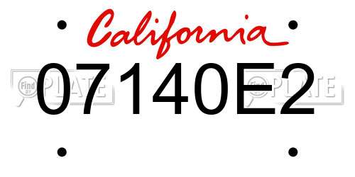 07140E2 California License Plate