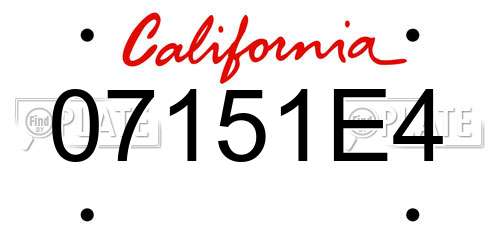 07151E4 California License Plate