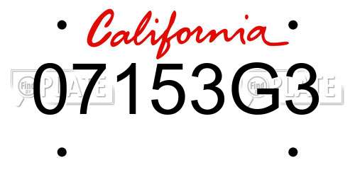 07153G3 California License Plate