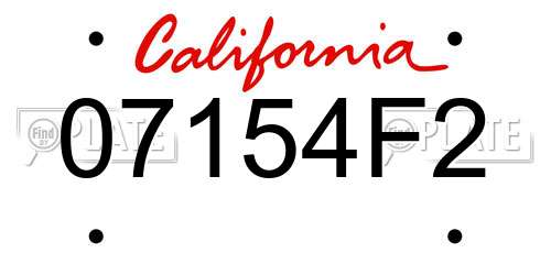 07154F2 California License Plate