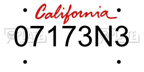 07173N3 California License Plate