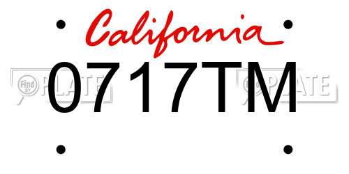 0717TM California License Plate
