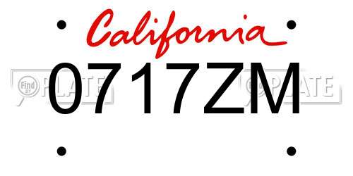 0717ZM California License Plate