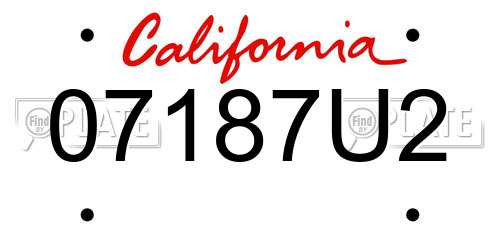 07187U2 California License Plate