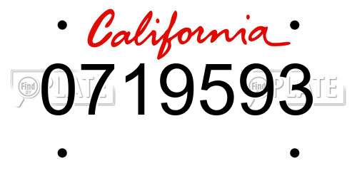 0719593 California License Plate