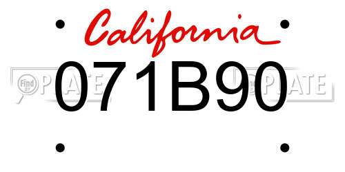 071B90 California License Plate