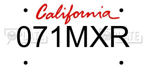 071MXR California License Plate